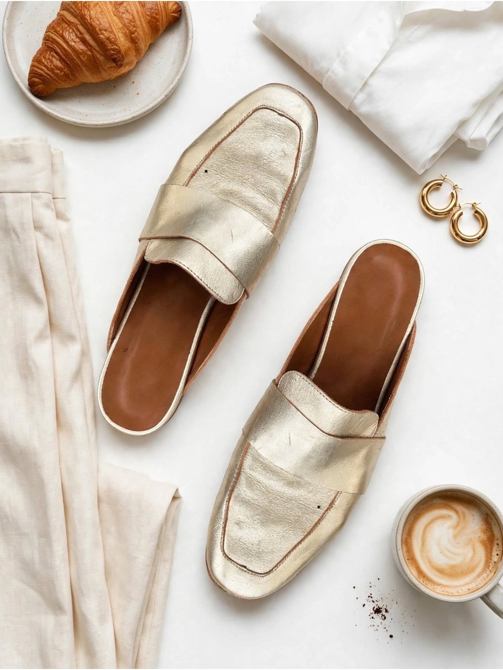Free People Metallic Gold Women's Slip-On Loafers